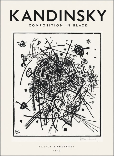 Kandinsky Composition in Black No1 - Poster
