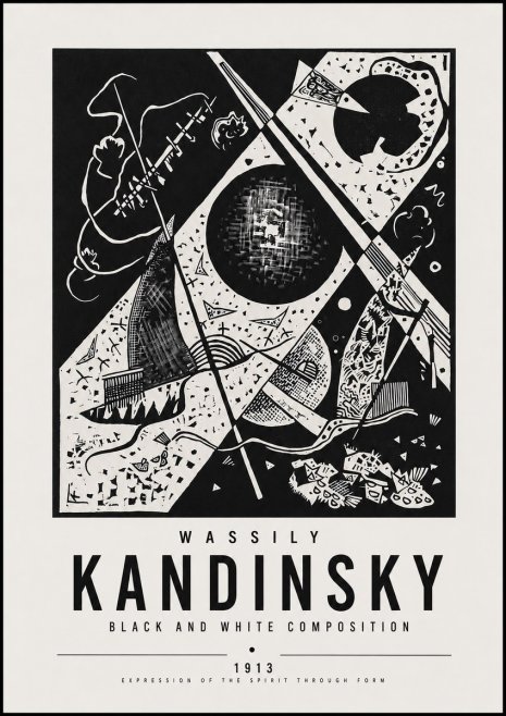 Kandinsky Black and White Composition No5 - Poster