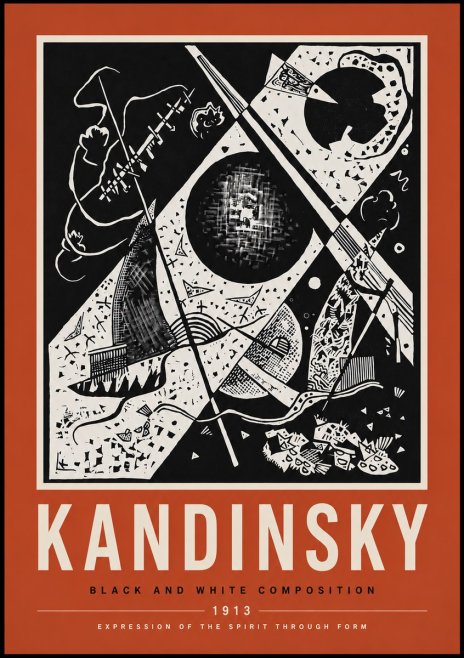 Kandinsky Black and White Composition No6 - Poster
