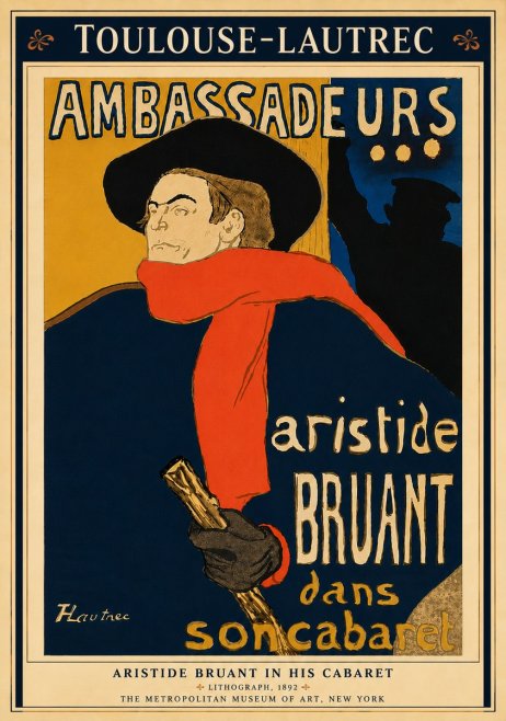 Toulouse-Lautrec Aristide Bruant in His Cabaret I No6 - Poster