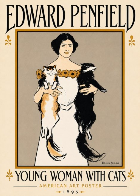 Edward Penfield Young Woman with Cats No6 - Poster