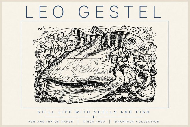 Leo Gestel Still Life with Shells and Fish No6 - Poster