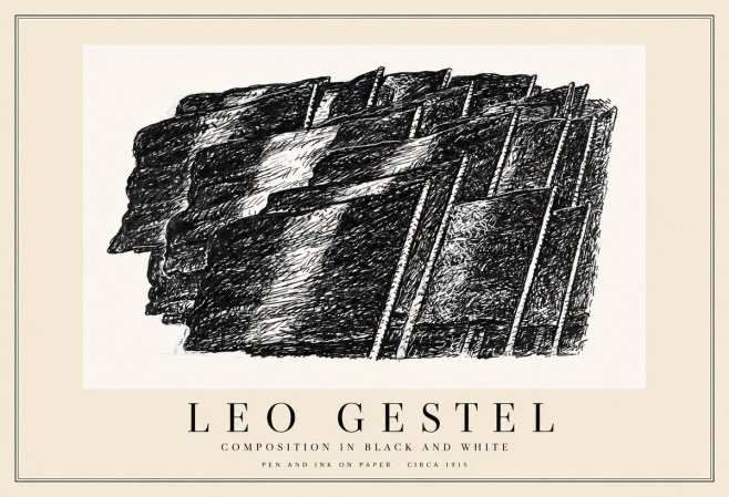 Leo Gestel Composition in Black and White No1 - Poster