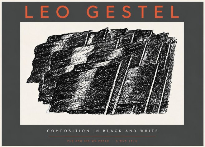 Leo Gestel Composition in Black and White No3 - Poster
