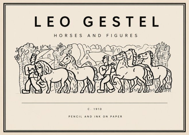 Leo Gestel Horses and Figures No3 - Poster