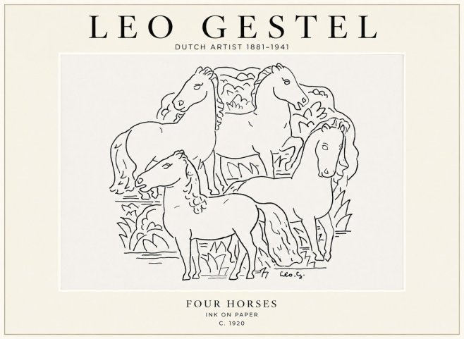 Leo Gestel Four Horses No1 - Poster