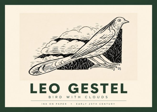 Leo Gestel Bird with Clouds No4 - Poster