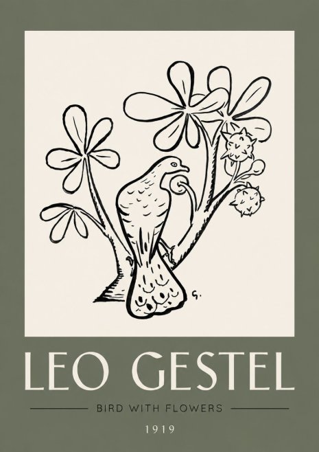 Leo Gestel Bird with Flowers No3 - Poster