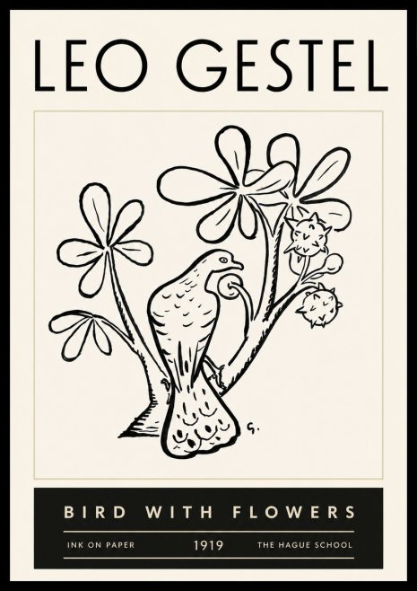 Leo Gestel Bird with Flowers No6 - Poster