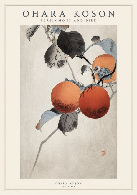 Ohara Koson Persimmons and Bird No1 - Poster
