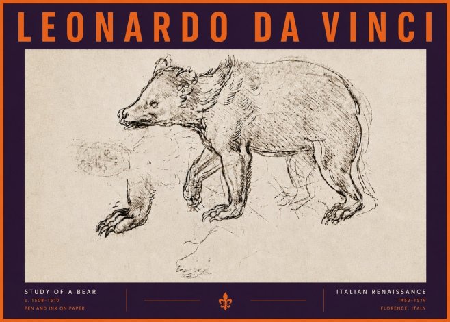 Leonardo da Vinci Study of a Bear No6 - Poster
