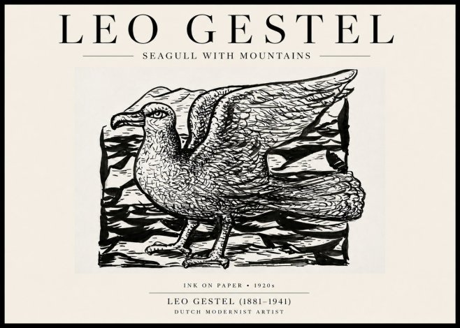 Leo Gestel Seagull with Mountains No6 - Poster