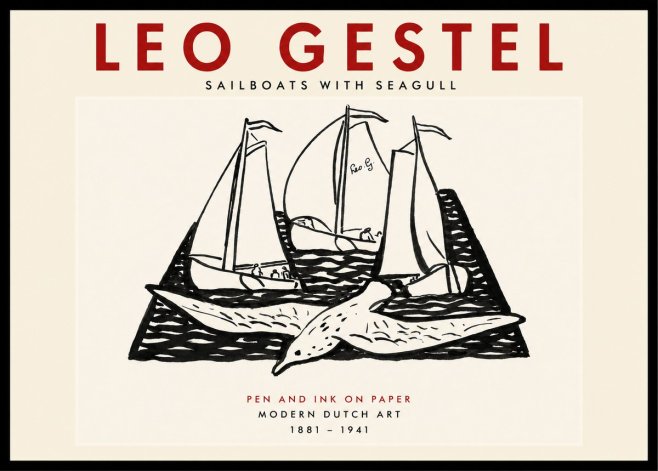 Leo Gestel Sailboats with Seagull No4 - Poster