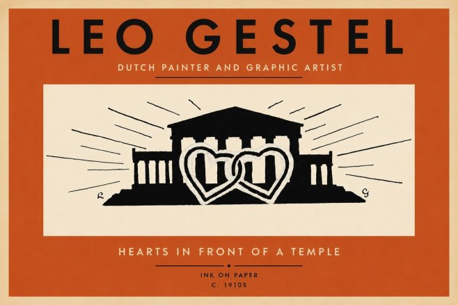 Leo Gestel Hearts in Front of a Temple No2 - Poster