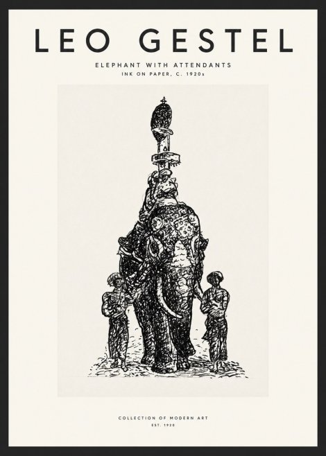 Leo Gestel Elephant with Attendants No1 - Poster
