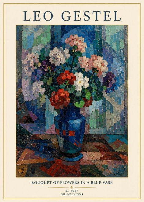 Leo Gestel Bouquet of Flowers in a Blue Vase No3 - Poster