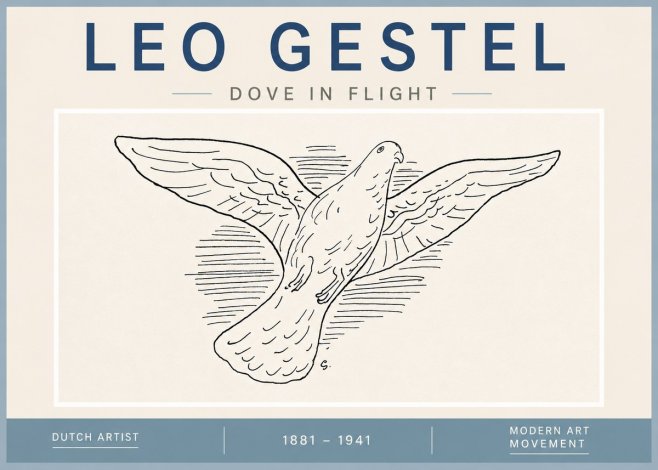 Leo Gestel Dove in Flight No4 - Poster