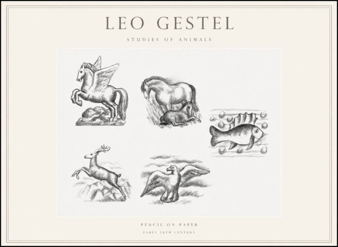 Leo Gestel Studies of Animals No1 - Poster