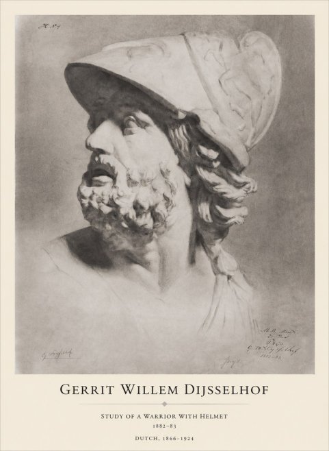 Gerrit Willem Dijsselhof Study of a Warrior with Helmet No1 - Poster