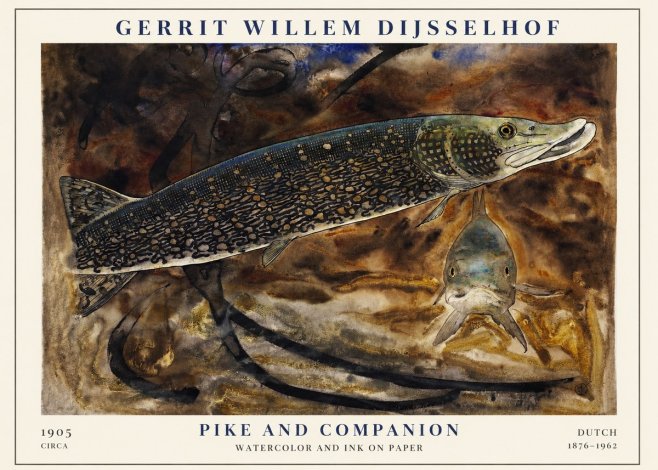 Gerrit Willem Dijsselhof Pike and Carp No3 - Poster
