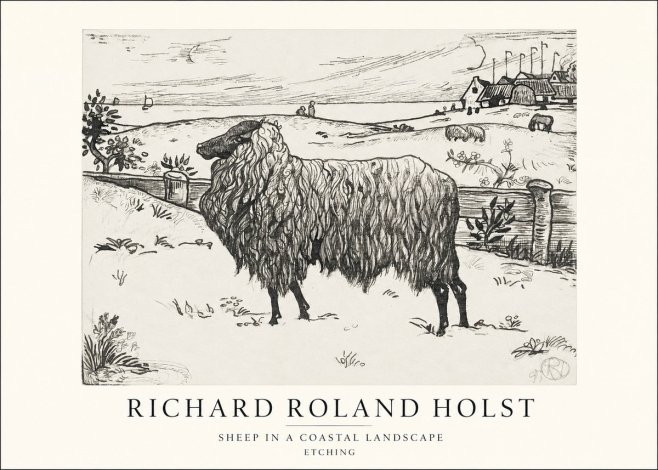 Richard Roland Holst Sheep in a Coastal Landscape No1 - Poster