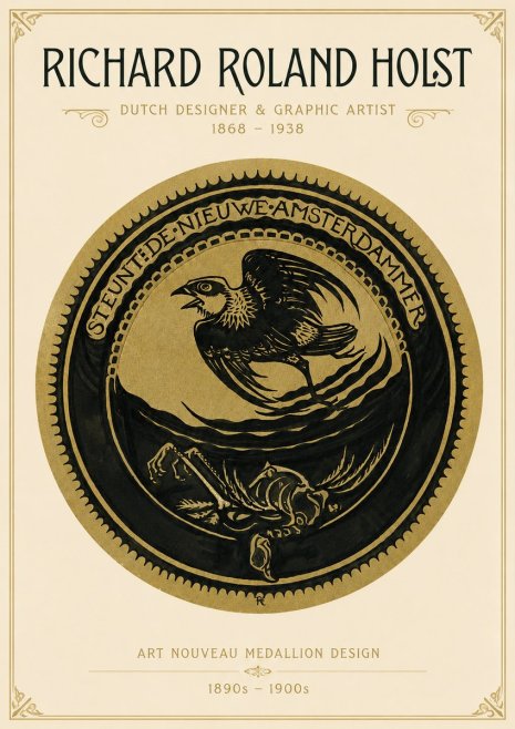 Richard Roland Holst Art Nouveau Medallion Design No3 - Poster