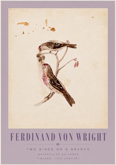 Ferdinand von Wright Two Birds on a Branch No6 - Poster