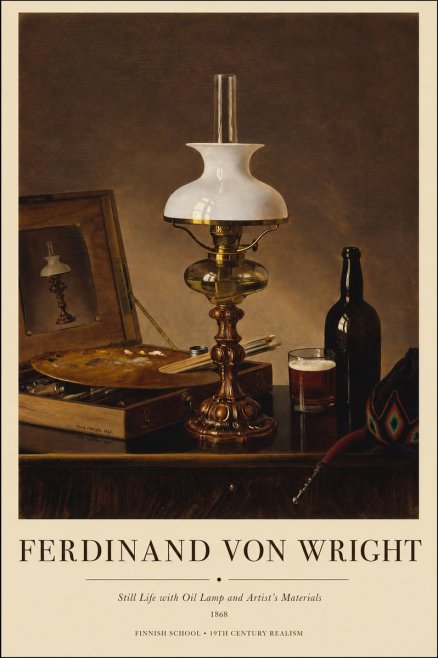Ferdinand von Wright Still Life with Oil Lamp and Artist's Materials No1 - Poster