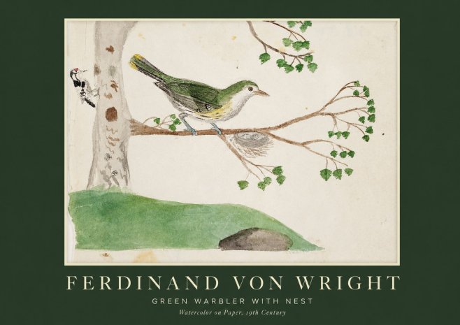 Ferdinand von Wright Green Warbler with Nest No1 - Poster