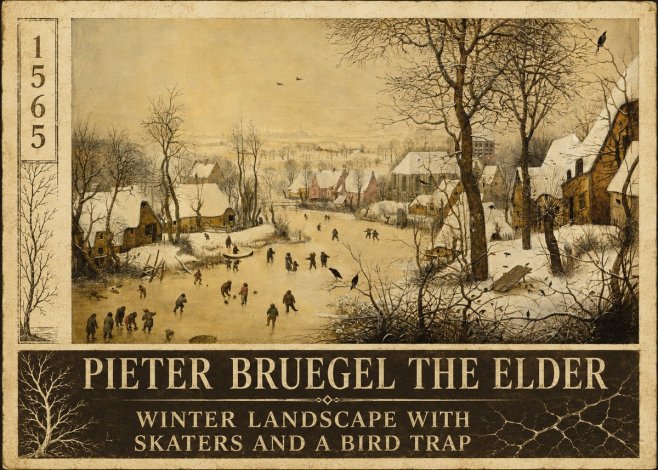 Pieter Bruegel Winter Landscape with Skaters and a Bird Trap No6 - Poster