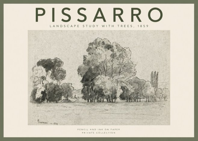 Pissarro Landscape Study with Trees No2 - Poster