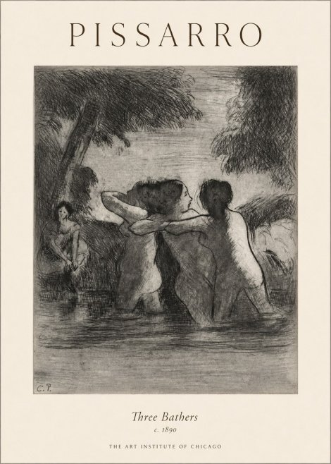 Pissarro Three Bathers No1 - Poster