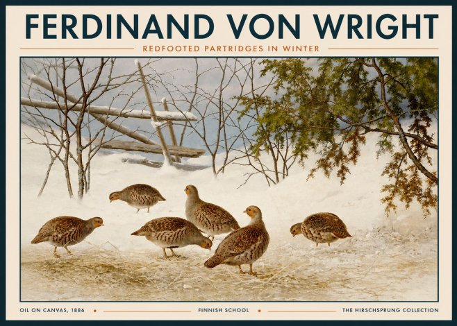 Ferdinand von Wright Redfooted Partridges in Winter No3 - Poster