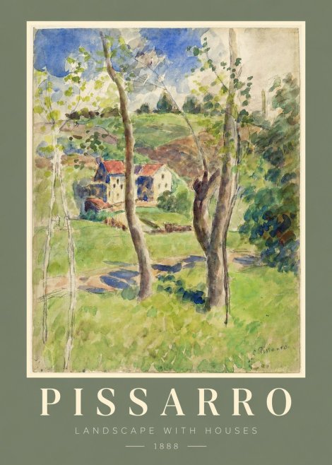 Pissarro Landscape with Houses No2 - Poster