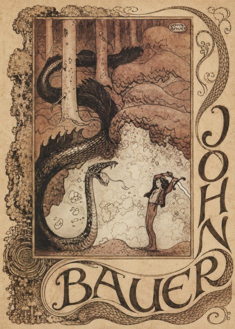 John Bauer The Boy and the Serpent No3 - Poster