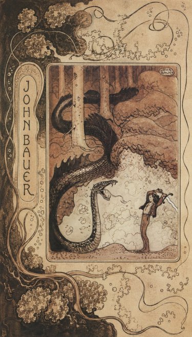 John Bauer The Boy and the Serpent No6 - Poster