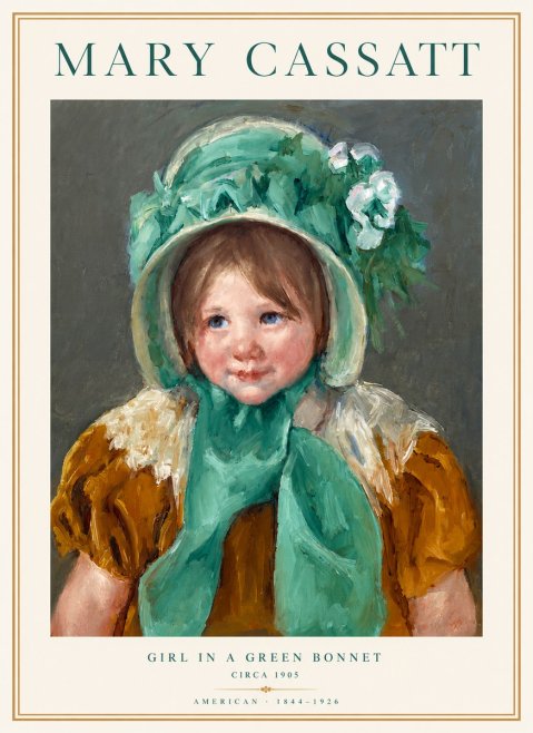 Mary Cassatt Girl in a Green Bonnet No3 - Poster