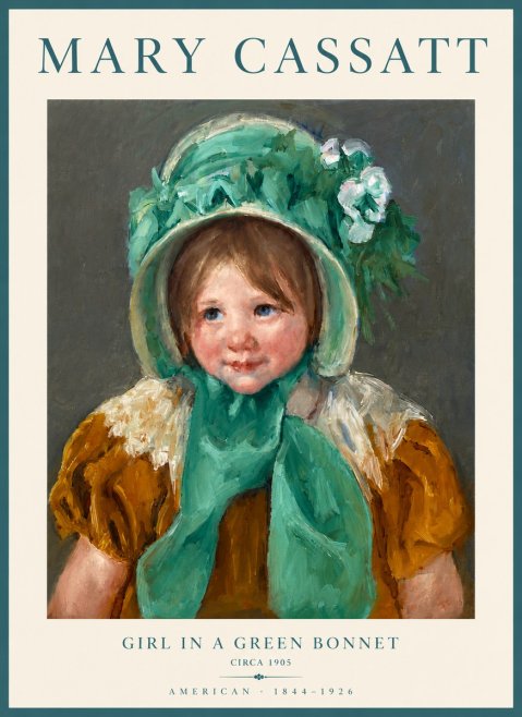 Mary Cassatt Girl in a Green Bonnet No6 - Poster