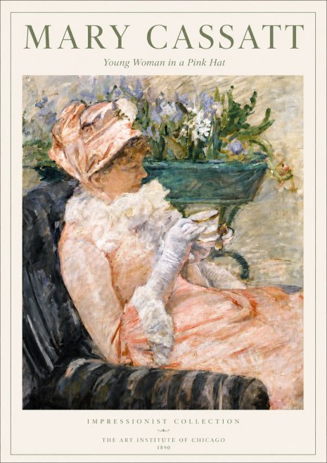 Mary Cassatt Young Woman in a Pink Hat No3 - Poster