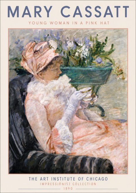 Mary Cassatt Young Woman in a Pink Hat No4 - Poster