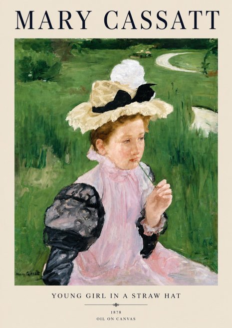Mary Cassatt Young Girl in a Straw Hat No4 - Poster