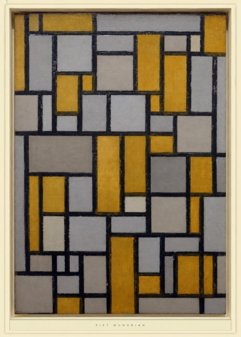 Piet Mondrian Composition in Grey and Yellow No6 - Poster