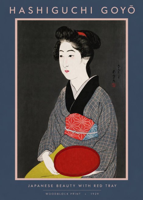 Hashiguchi Goyō Japanese Beauty with Red Tray No2 - Poster