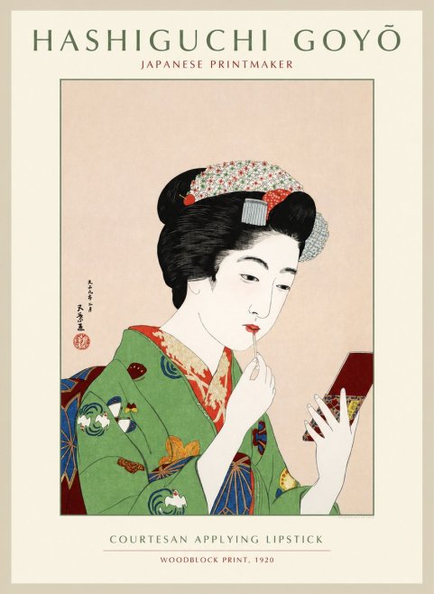 Hashiguchi Goyō Courtesan Applying Lipstick No1 - Poster