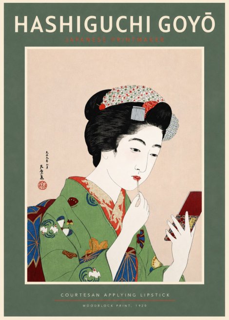 Hashiguchi Goyō Courtesan Applying Lipstick No2 - Poster
