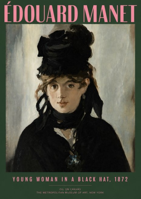 Édouard Manet Young Woman in a Black Hat, 1872 No2 - Poster