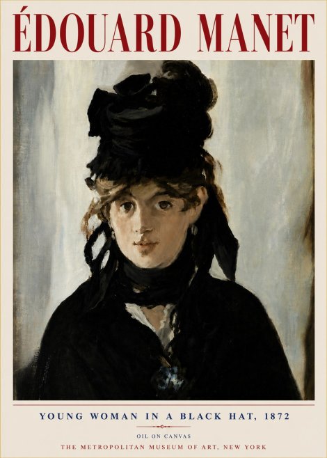Édouard Manet Young Woman in a Black Hat, 1872 No6 - Poster