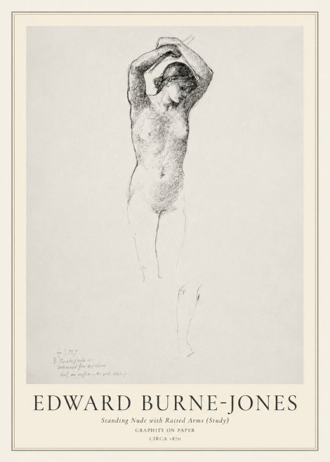 Edward Burne-Jones Standing Nude with Raised Arms (Study) No1 - Poster