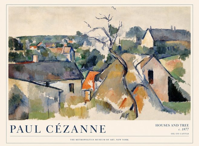 Paul Cézanne Houses and Tree No1 - Poster