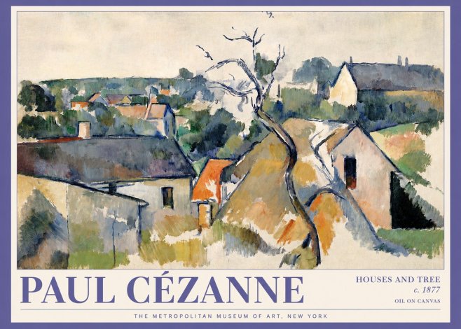 Paul Cézanne Houses and Tree No3 - Poster